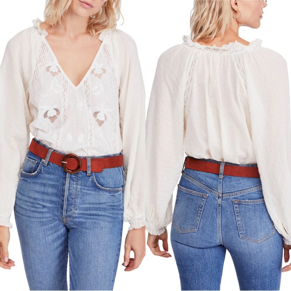 NWT Free People Sivan Embroidered Blouse - Picture 3 of 7